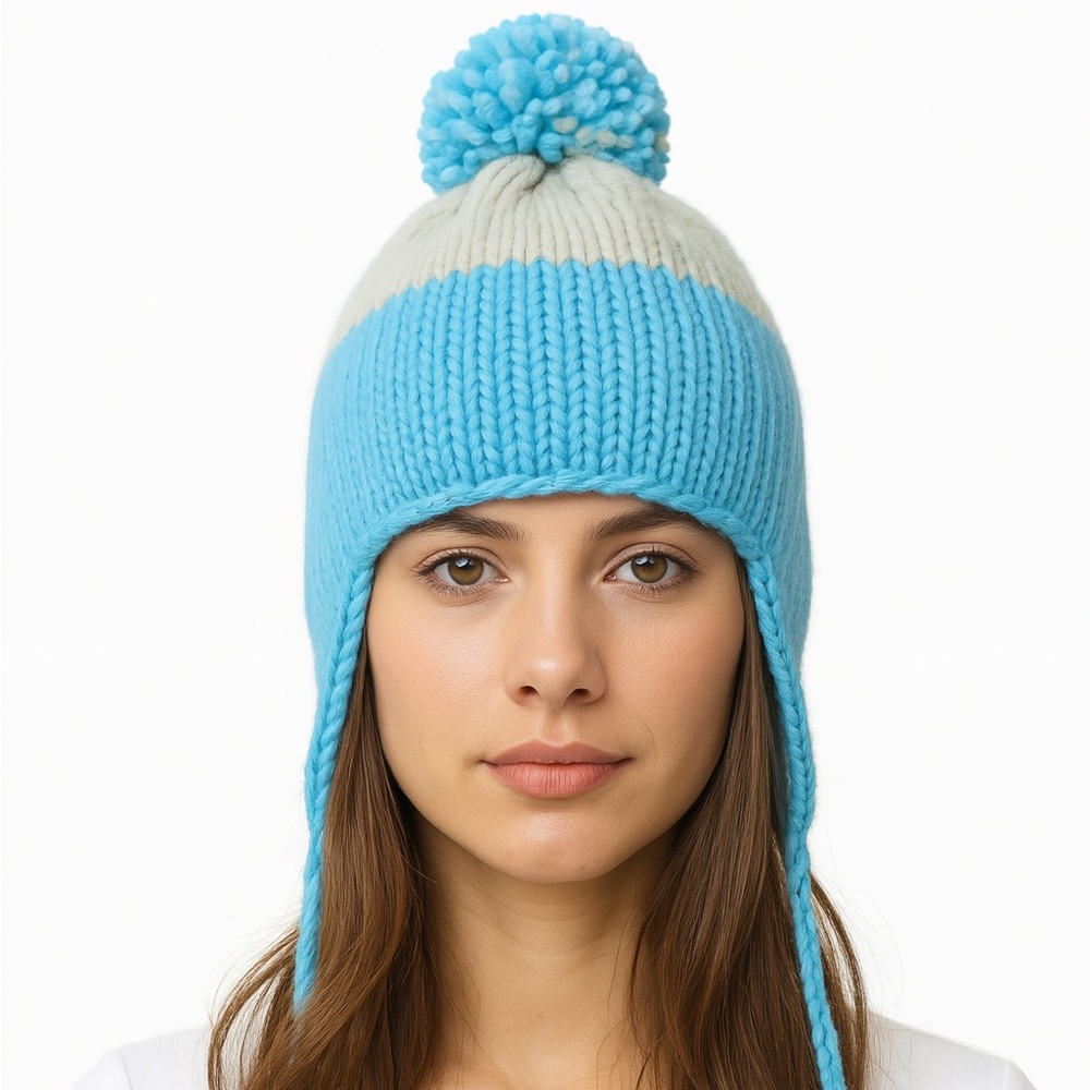 Light blue / light green knitted beanie